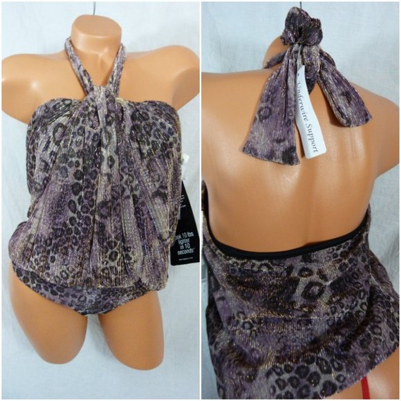 Miraclesuit Size 8 Printed Strapless Tankini Top SwimsuitNew with Tags